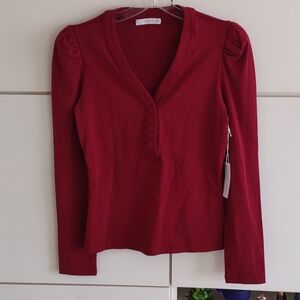 Six Fifty Red V-Neck Top. Brand New.